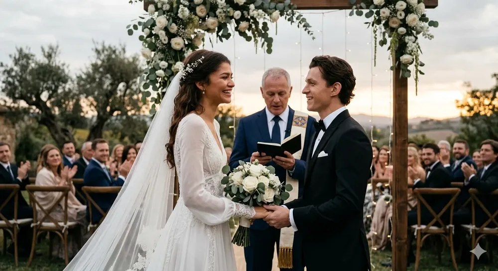 Boda de Zendaya y Tom Holland   Foto: Generada por IA para El País Diario Digital