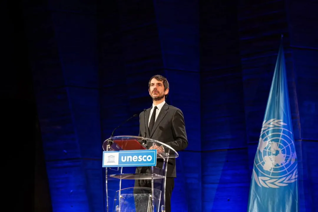 Urtasun en conferencia mundial de la UNESCO (2025)|Foto: Instagram / @e_urtasun l ministro de Cultura Ernest Urtasun afirma que no se puede normalizar la participación israelí 