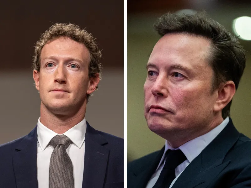 Combo de fotografías de Elon Musk y Mark Zuckerberg|Foto: EFE/Tasos Katopodis/Allison Robbert