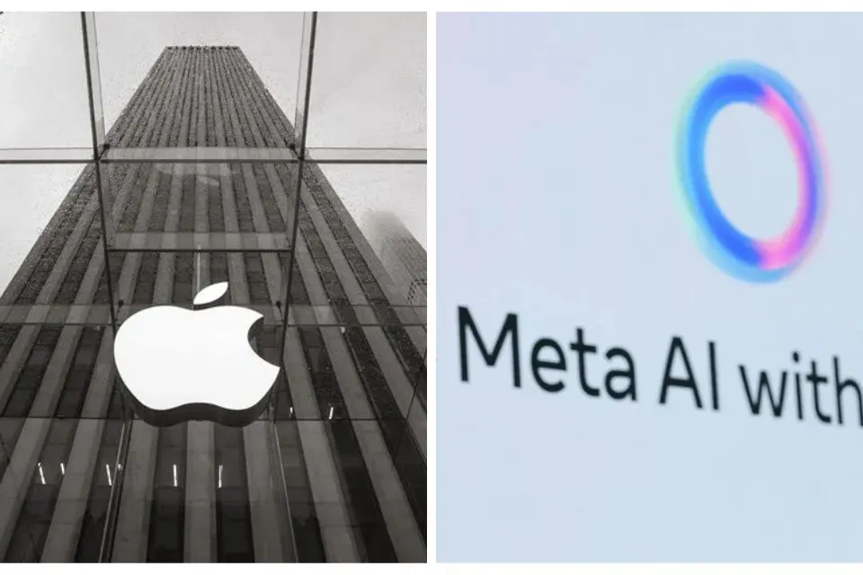 Combo de imágenes de Apple (i) y Meta AI (d)|Foto: Getty Images (i) Infobae/NewsBytes (d)