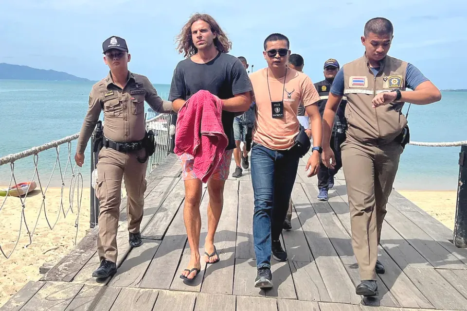 Daniel Sancho, tras su detención en Tailandia. Foto: EFE/Somkeat Ruksaman