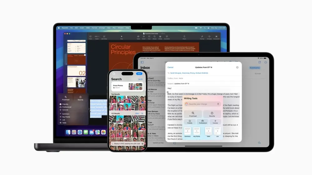 Apple iPhone, un iPad y un Mac con uso de Apple Intelligence EFE-Apple
