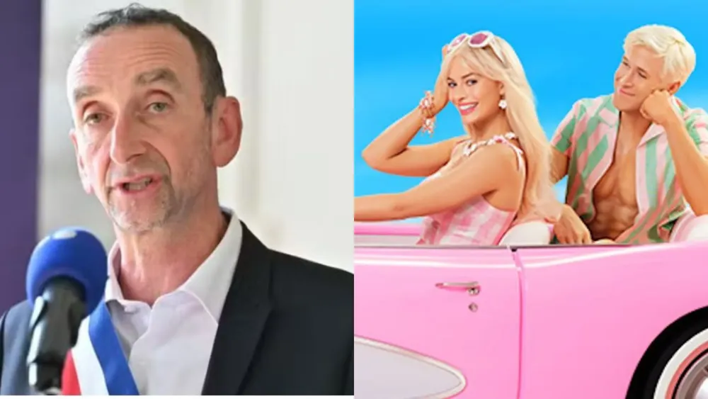 El alcalde Olivier Sarrabeyrouse en rueda de prensa tras la cancelación de la proyección de "Barbie"|Foto: AFP