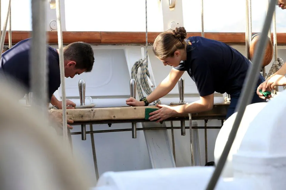 La princesa Leonor - guardiamarina en el Buque Escuela Juan Sebastián de Elcano. EFE/Casa de S.M. El Rey/José Jiménez La princesa Leonor - guardiamarina en el Buque Escuela Juan Sebastián de Elcano. EFE/Casa de S.M. El Rey/José Jiménez