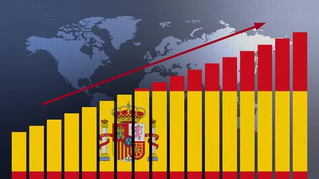 bandera- España -grafico-barras-valores-crecientes-recuperacion-economía- Freepik