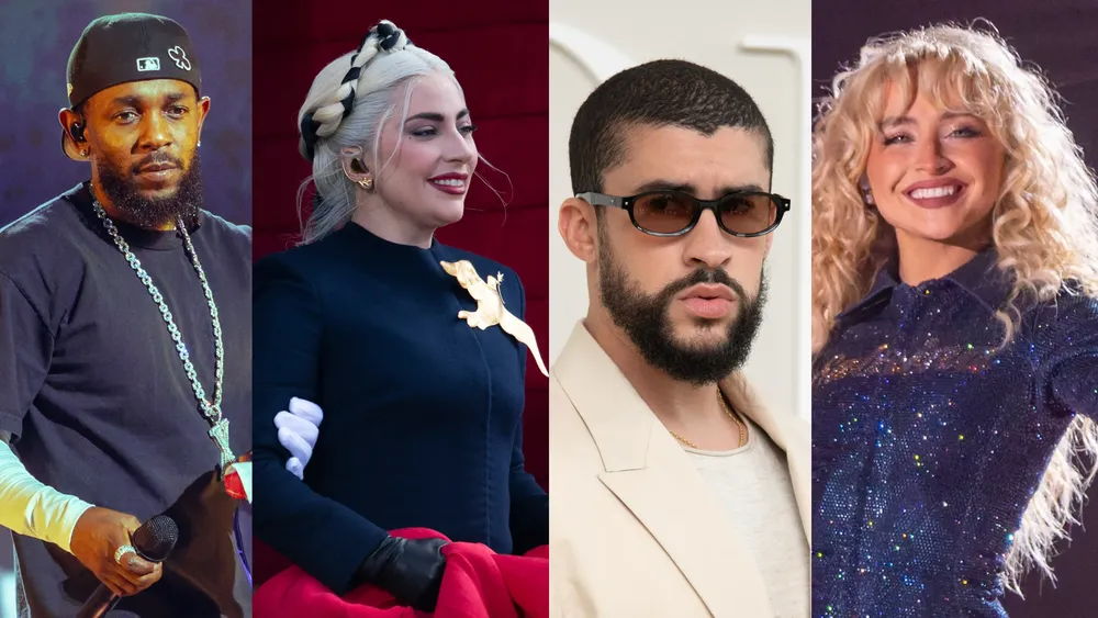 Kendrick Lamar, Lady Gaga, Bad Bunny y Sabrina Carpenter|Foto: Wikimedia Commons