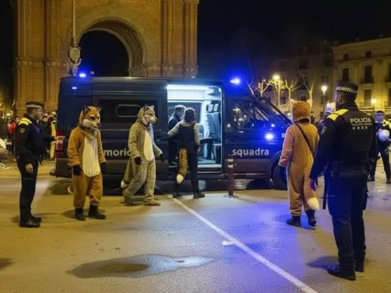 therian-incidentes-policiales-arco-del-triunfo-barcelona-concentracion-jovenes-mascaras-anima|Foto: Modernet Digital.cat